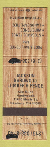 Matchbook Cover - Jackson Hardwood Lumber Fence Newbury OH