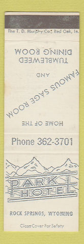 Matchbook Cover - Park L Hotel Rock Springs WY
