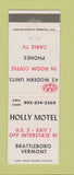Matchbook Cover - Holly Motel Brattleboro VT