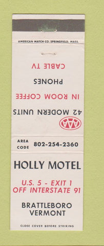 Matchbook Cover - Holly Motel Brattleboro VT