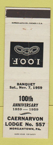 Matchbook Cover - Odd Fellows Lodge Morgantown PA 1959