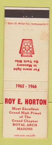 Matchbook Cover - Roy Horton Royal Arch Masons 1966 WEAR