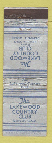 Matchbook Cover - Lakewood Country Club Denver Colorado WORN