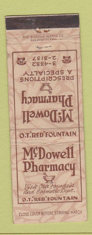Matchbook Cover - McDowell Drug Store WEAR