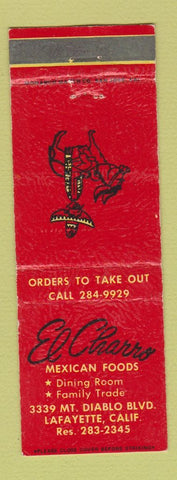 Matchbook Cover - El Charro Mexican Food Lafayette CA