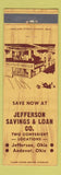 Matchbook Cover - Jefferson Savings and Loan OH Andover