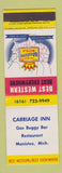 Matchbook Cover - Carriage Inn Manistee MI Best Western