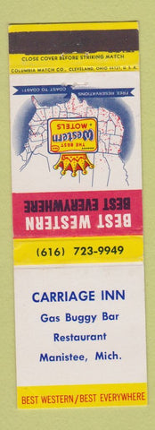 Matchbook Cover - Carriage Inn Manistee MI Best Western