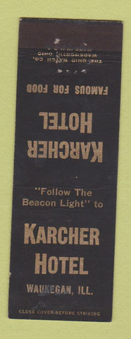 Matchbook Cover - Karcher Hotel Waukegan IL