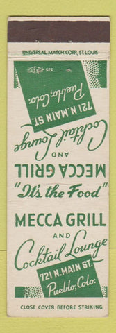 Matchbook Cover - Mecca Grill Pueblo Colorado