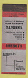 Matchbook Cover - Rinebolt's Sandwich Shop Toledo OH