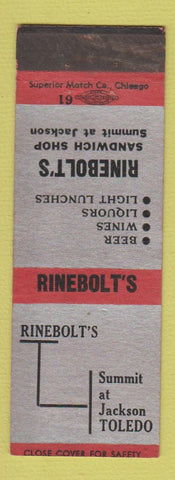 Matchbook Cover - Rinebolt's Sandwich Shop Toledo OH