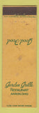Matchbook Cover - Garden Grille Restaurant Akron OH WORN
