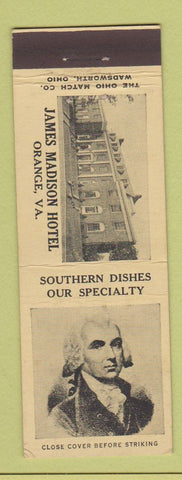 Matchbook Cover - James Madison Hotel Orange VA