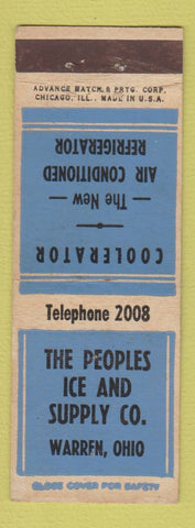 Matchbook Cover - Peoples Ice and Supply Warren OH ADVANCE