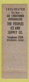 Matchbook Cover - Peoples Ice and Supply Warren OH ADVANCE