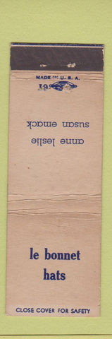 Matchbook Cover - Le Bonnet Hats Philadelphia PA Anne Leslie Susan Emack
