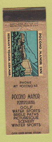 Matchbook Cover - Pocono Manor Inn PA