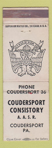 Matchbook Cover - Coudersport Consistory AASR PA