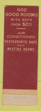 Matchbook Cover - Hotel Roosevelt Pittsburgh PA
