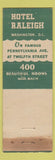Matchbook Cover - Hotel Raleigh Washington DC Pall Mall Room WEAR