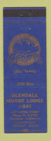 Matchbook Cover - Moose Lodge Glendale CA