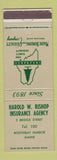 Matchbook Cover - Harold Bishop Insurance Boothbay Harbor ME Maine Bonding