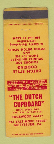 Matchbook Cover - Dutch Cupboard Gettysburg PA WEAR