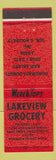 Matchbook Cover - Lakeview Grocery East Troy WI
