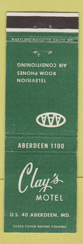 Matchbook Cover - Clay's Motel Aberdeen MD