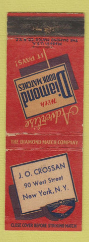 Matchbook Cover - Diamond Match Books JO Crossan New York City WEAR