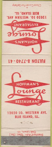 Matchbook Cover - Hoffman's Lounge Restaurant Blue Island IL