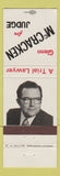 Matchbook Cover - Glenn McCracken for Judge Election New Castle PA