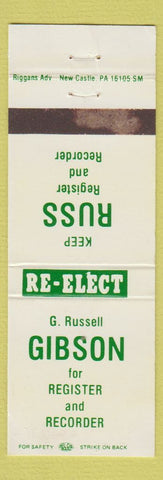 Matchbook Cover - Russell Gibson Register and Recorder New Castle PA WEAR