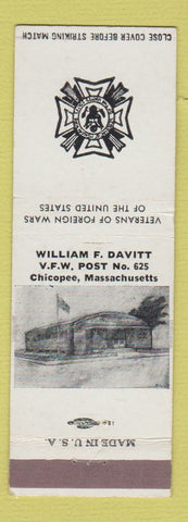 Matchbook Cover - VFW William Davitt Post Chicopee MA