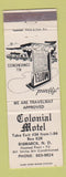 Matchbook Cover - Colonial Motel Bismarck ND