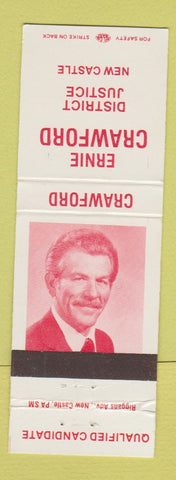 Matchbook Cover - Ernie Crawford District Justice New Castle PA