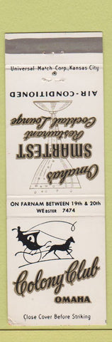 Matchbook Cover - Colony Club Omaha NE