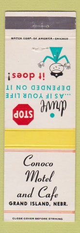 Matchbook Cover - Conoco Motel Cafe Grand Island NE oil gas
