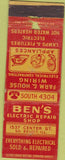 Matchbook Cover - Ben's Electric Repair Shop South Beloit IL WORN