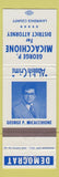 Matchbook Cover - George Miacchione District Attorney Election New Castle PA