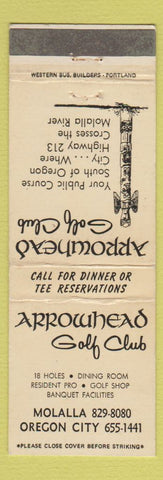Matchbook Cover - Arrowhead Golf Club Molalla Oregon City OR totem