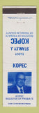 Matchbook Cover - Stanley Kopec Register of Probate Franklin County