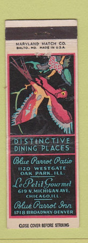 Matchbook Cover - Blue Parrot Patio Oak Park IL Chicago Denver