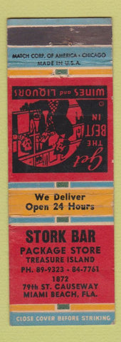 Matchbook Cover - Stork Bar Package Liquor Miami Beach FL WEAR