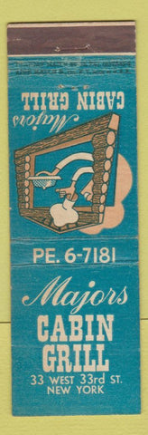 Matchbook Cover - Majors Cabin Grill New York City WEAR