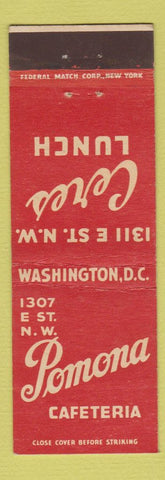 Matchbook Cover - Pomona Cafeteria Ceres Lunch Washington DC