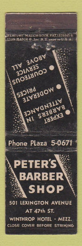 Matchbook Cover - Peter's Barber Shop New York City feature