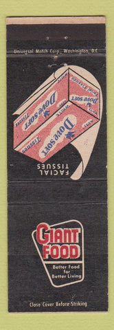 Matchbook Cover - Giant Food Grocery Dove Soft Tissues