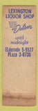 Matchbook Cover - Lexington Liquor Shop New York City WORN